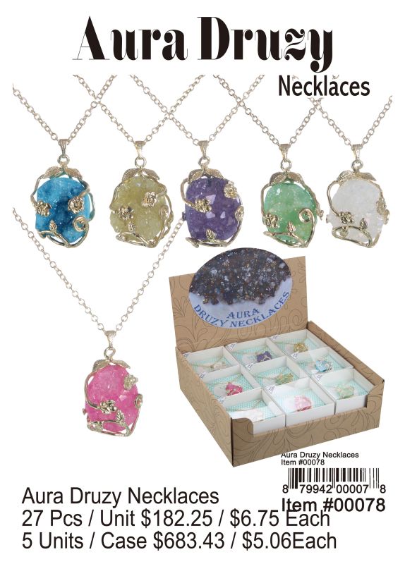 Aura Druzy Necklaces - 27 Pieces Unit