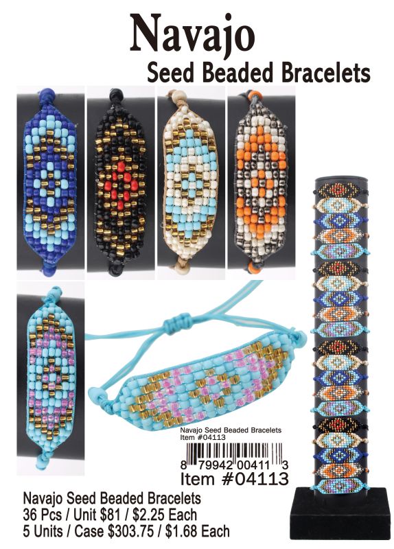 Navajo Seed Beaded Bracelets - 36 Pieces Unit