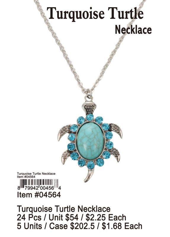 Turquoise Turtle Necklace - 24 Pieces Unit