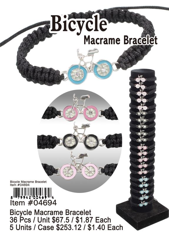 Bicycle Macrame Bracelets - 36 Pieces Unit