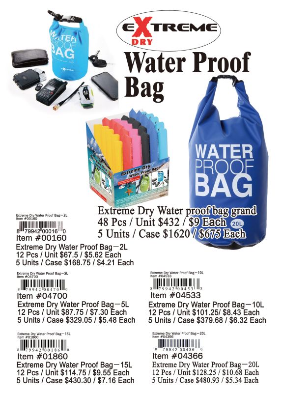 Extreme Dry Water Proof Bags-5L - 12 Pieces Unit