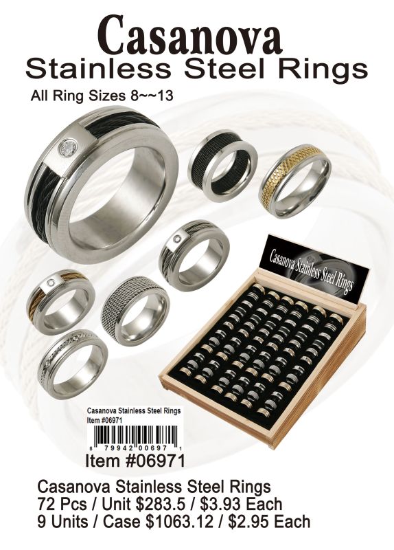 Casanova Stainless Steel Rings - 72 Pieces Unit