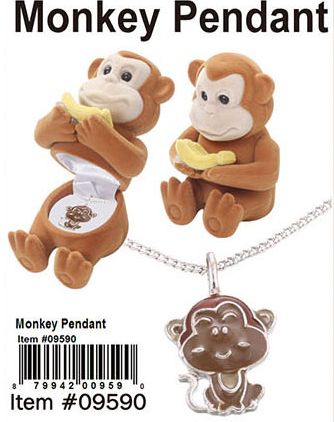 Cuties Animal Necklace-Monkey Pendant - 48 Pieces Unit