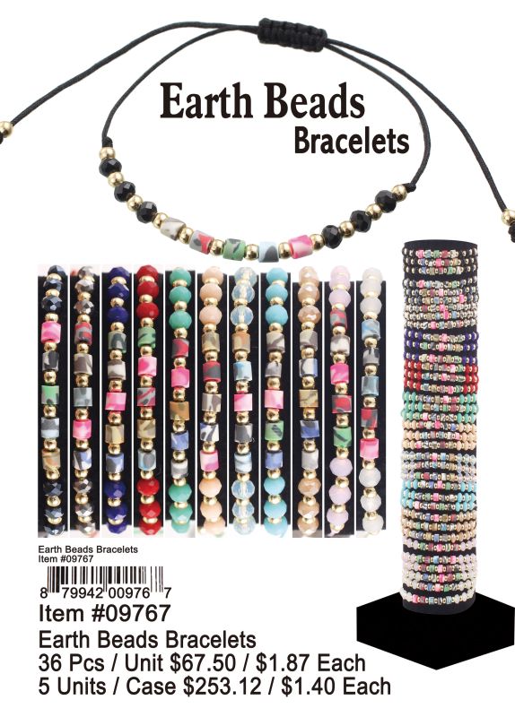 Earth Beads Bracelets - 36 Pieces Unit