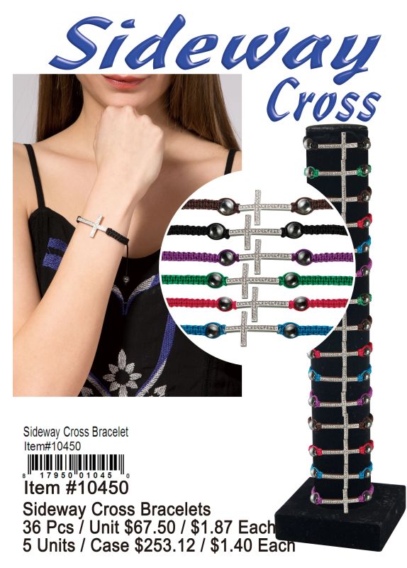 Sideway Cross Bracelets - 36 Pieces Unit