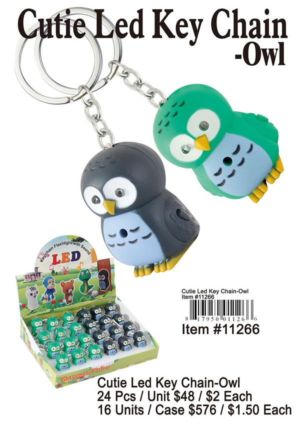 Cutie Led Key Chains-Owl - 24 Pieces Unit