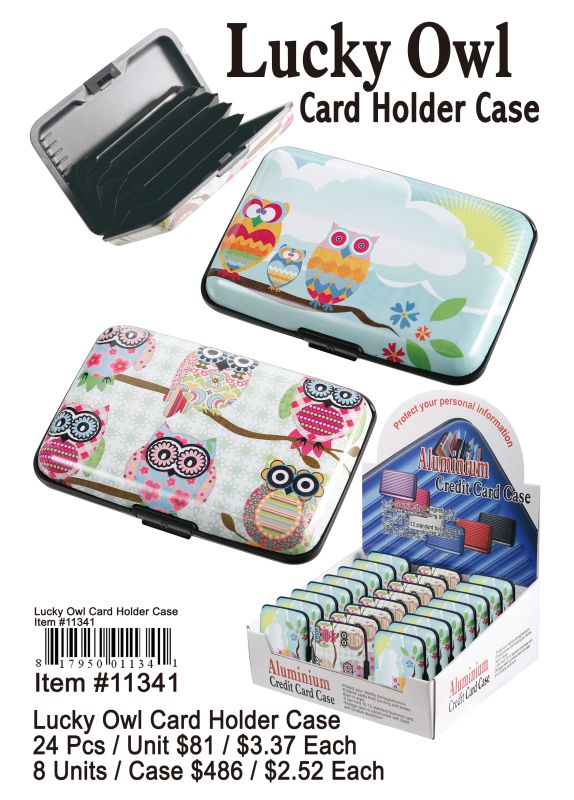 Lacky Owl Card Holder Case - 24 Pieces Unit