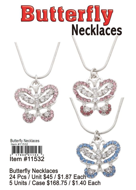 Butterfly Necklaces - 24 Pieces Unit