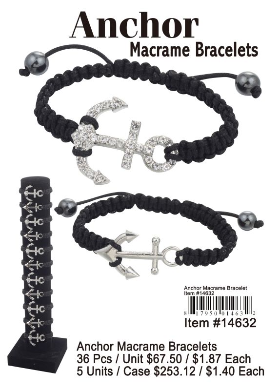 Anchor Macrame Bracelets - 36 Pieces Unit