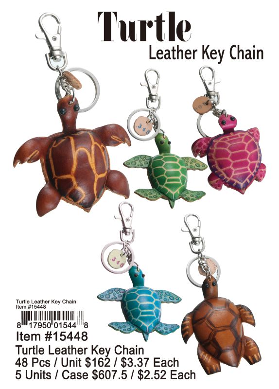 Turtle Leather Key Chain - 48 Pieces Unit