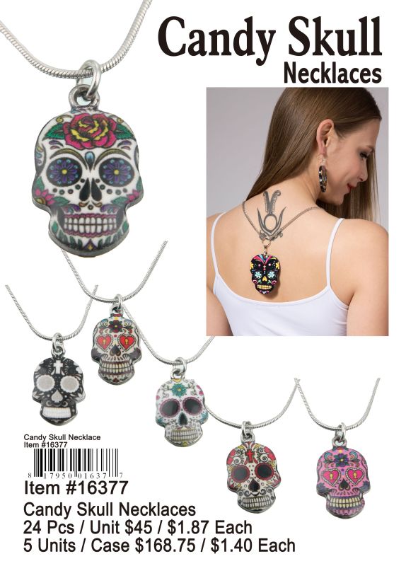 Candy Skull Necklace - 24 Pieces Unit