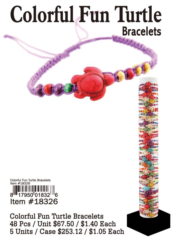 Colorful Fun Turtle Bracelets - 48 Pieces Unit