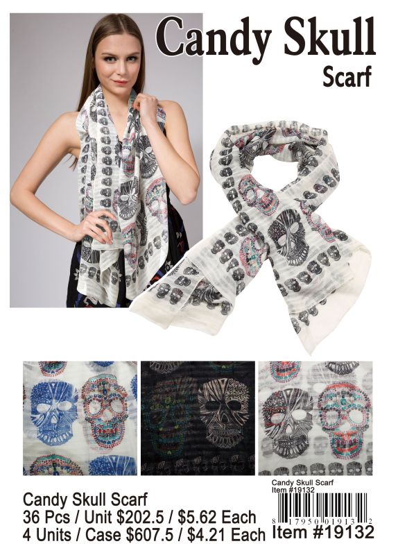 Candy Skull Scarf - 36 Pieces Unit
