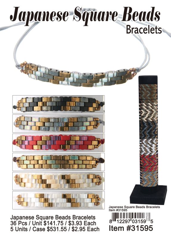 Japanese Square Beads Bracelets - 36 Pieces Unit