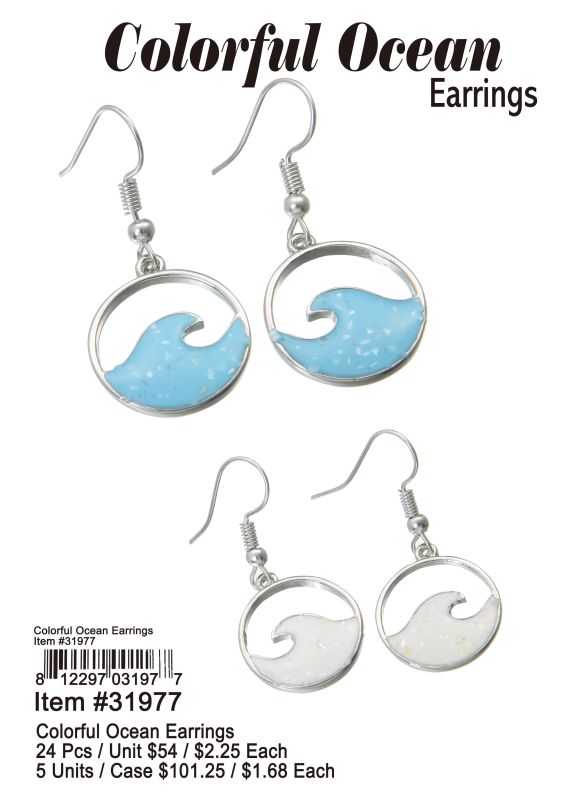 Colorful Ocean Earrings - 24 Pieces Unit