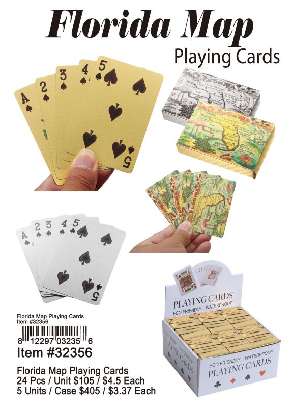 Florida Map Playing Cards - 24 Pieces Unit