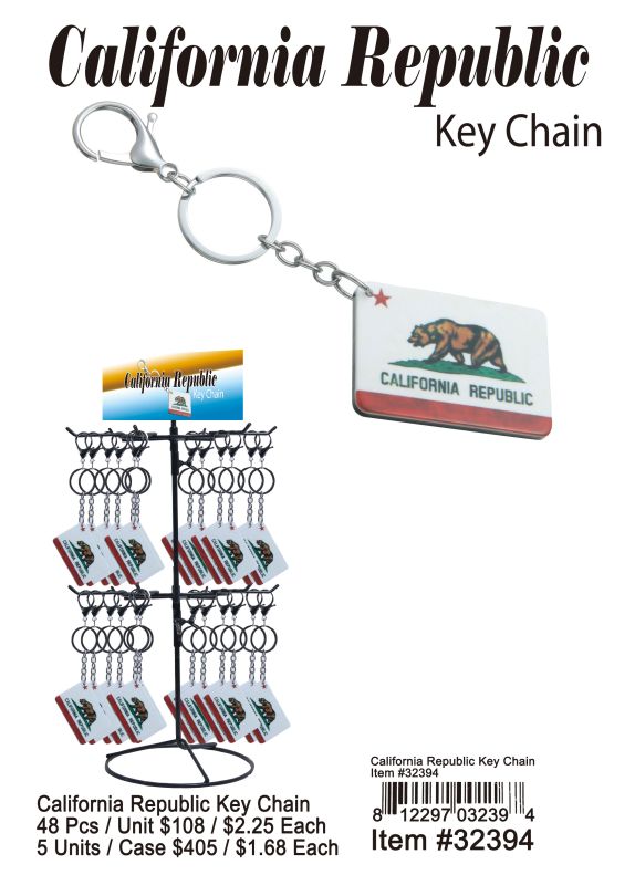 California Republic Key Chain - 48 Pieces Unit