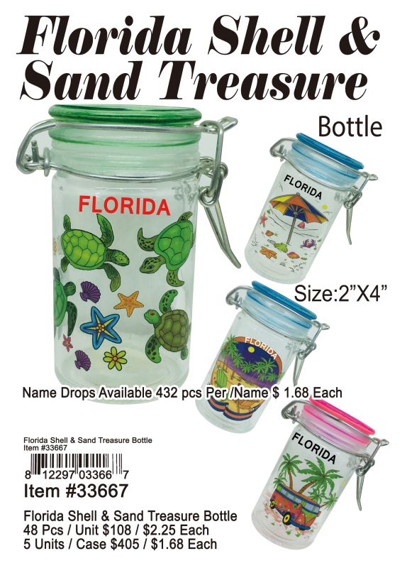Florida Shell&Sand Treasure Bottle - 48 Pieces Unit