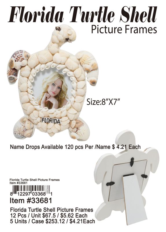 Florida Turle Shell Picture Frames - 12 Pieces Unit