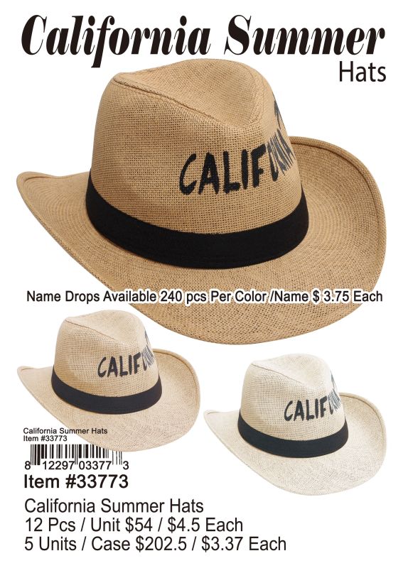 California Summer Hats - 12 Pieces Unit