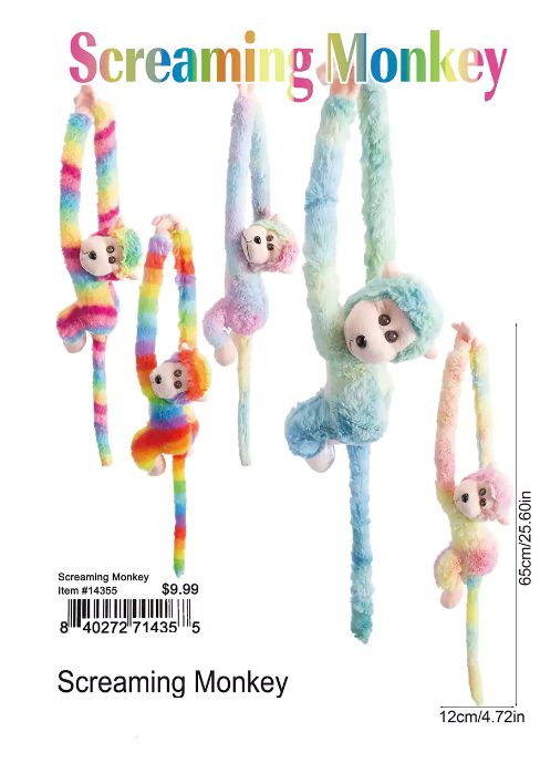 Colorful Screaming Monkeys - 12 Pieces Unit
