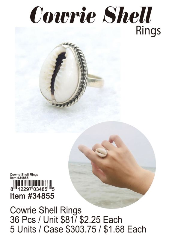 Cowrie Shell Rings - 36 Pieces Unit