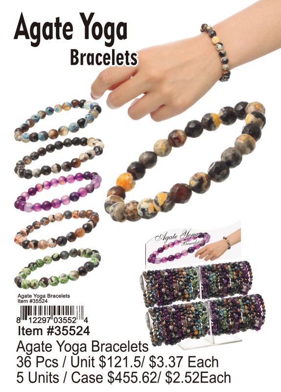 Agate Yoga Bracelets - 36 Pieces Unit