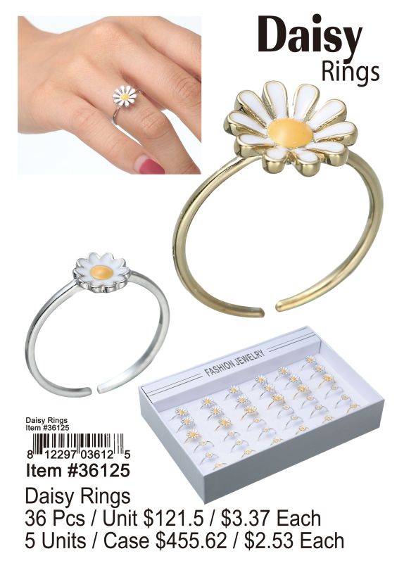 Daisy Rings - 36 Pieces Unit