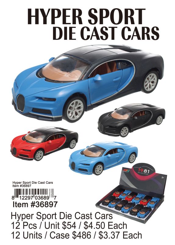 Hyper Sport Die Cast Cars - 12 Pieces Unit