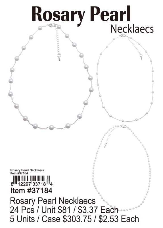 Rosary Pearl Necklaces - 24 Pieces Unit