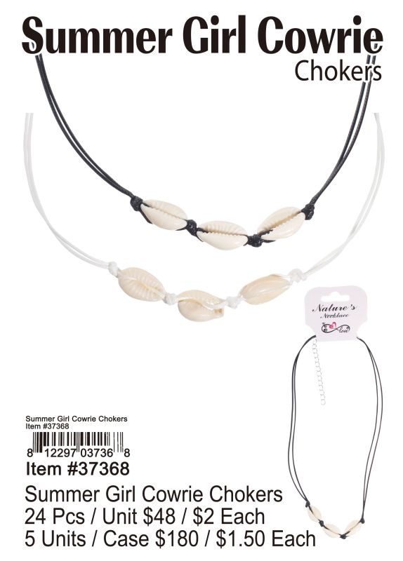 Summer Girl Cowrie Chokers - 24 Pieces Unit