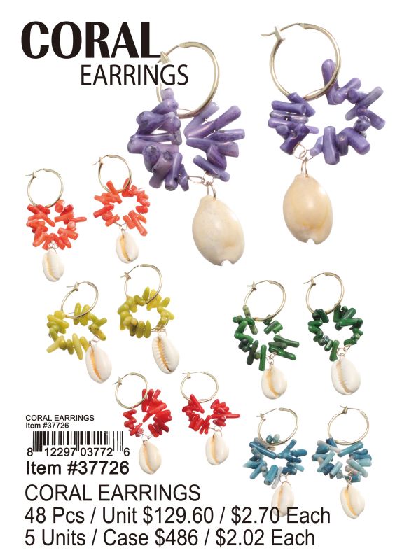 Coral Earrings - 48 Pieces Unit