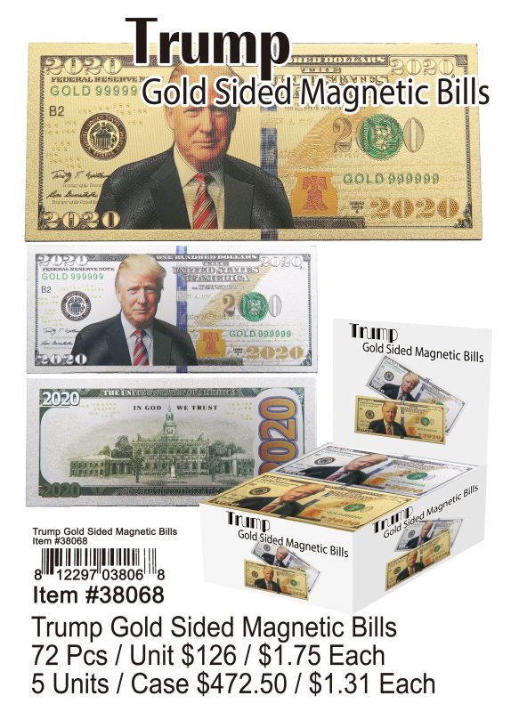 Trump Gold Sided Magnetic Bills - 72 Pieces Unit