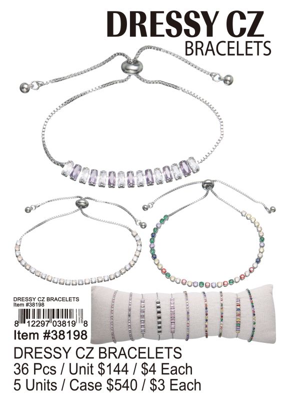 Dressy Cz Bracelets - 36 Pieces Unit
