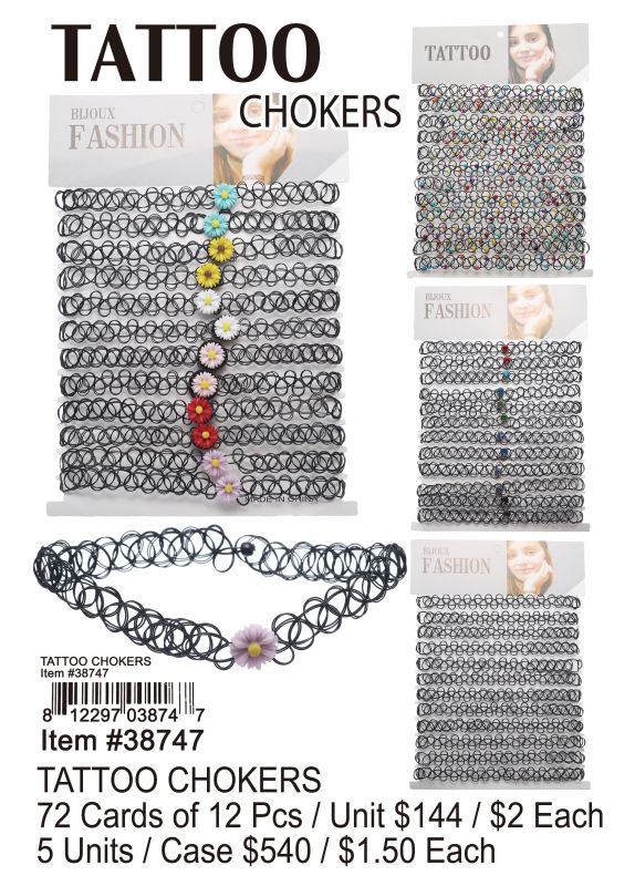 Tattoo Chokers - 72 Pieces Unit