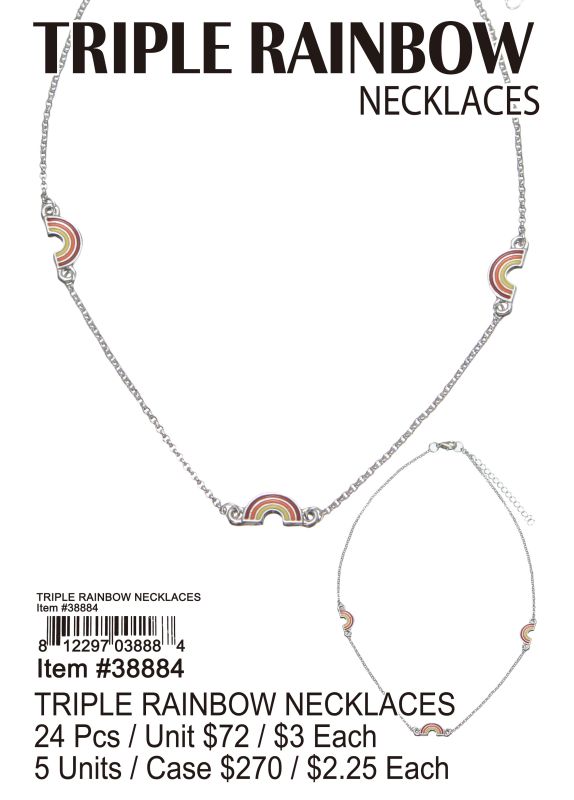 Triple Rainbow Necklace - 24 Pieces Unit