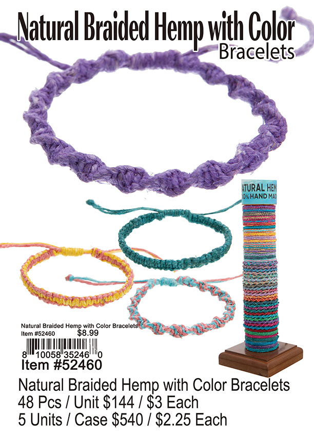 Natural Braide Hemp with Color Bracelets