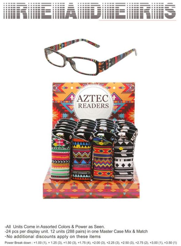 WoMens Aztec Pattern Readers - 24 Pieces Unit