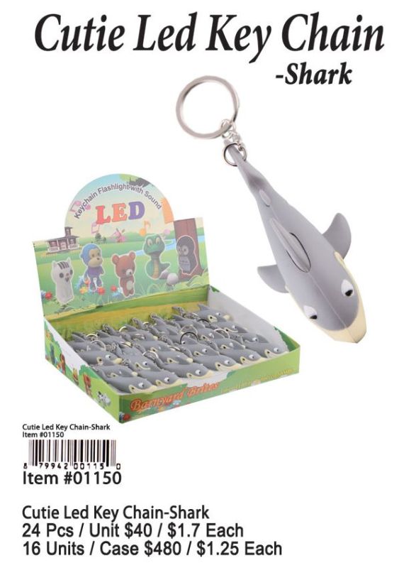 Cutie Led Key Chains-Shark - 24 Pieces Unit