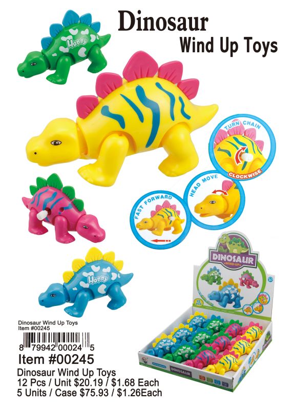Dinosaur Wind Up Toys - 12 Pieces Unit