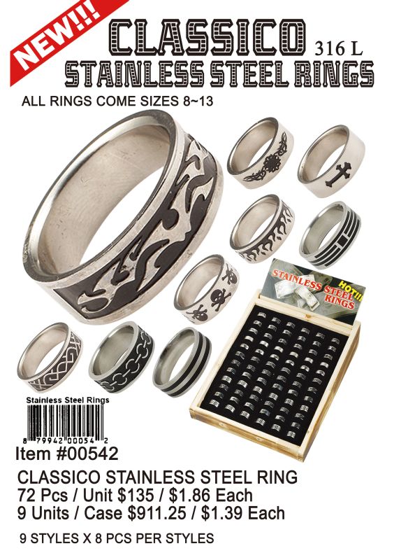 Classico Stainless Steel Ring - 72 Pieces Unit