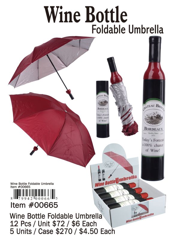 Wine Bottle Foldable Umbrella - 12 Pieces Unit