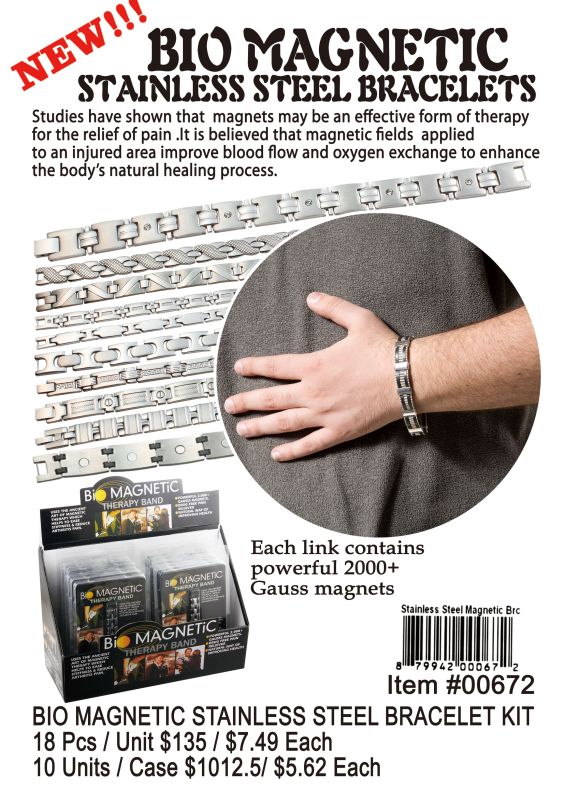 Bio Magnetic Stainless Steel Bracelts - 18 Pieces Unit - Click Image to Close