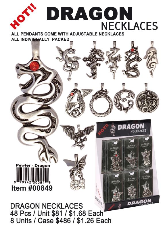 Dragon Necklaces - 48 Pieces Unit - Click Image to Close