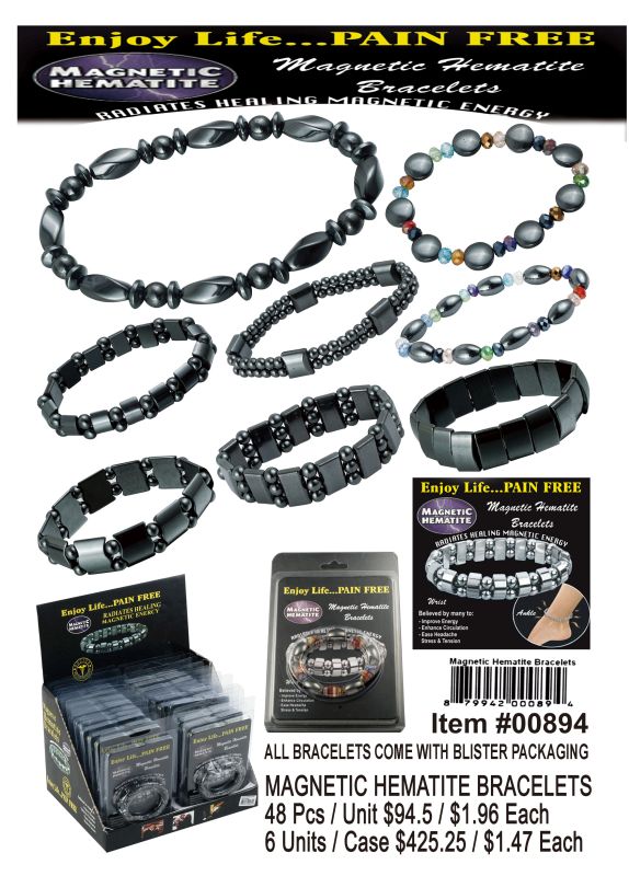 Magnetic Hematite Bracelets - 48 Pieces Unit