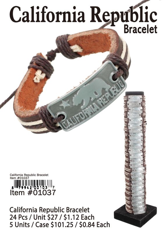 California Republic Bracelets - 24 Pieces Unit - Click Image to Close