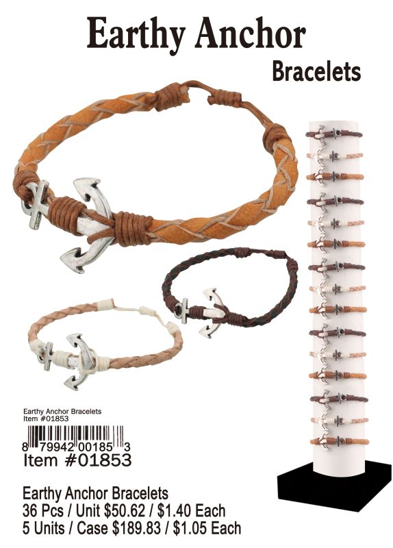 Earthy Anchor Bracelets - 36 Pieces Unit - Click Image to Close