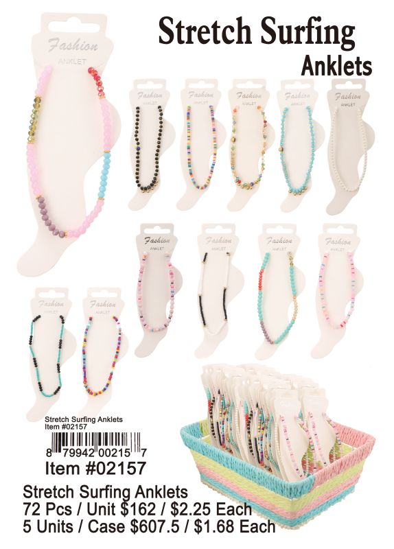 Stretch Surfing Anklets - 72 Pieces Unit