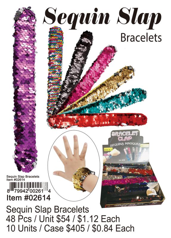 Sequin Slap Bracelets - 48 Pieces Unit - Click Image to Close