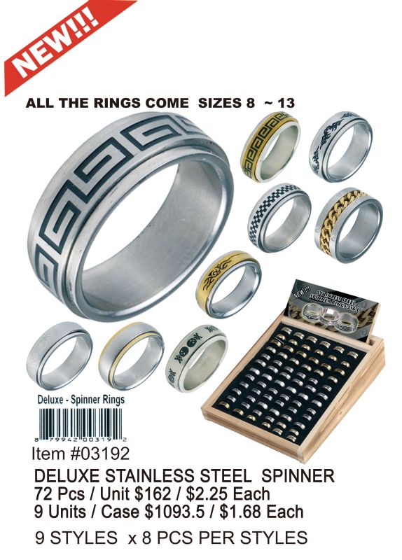 Deluxe Stainless Steel Spinner - 72 Pieces Unit - Click Image to Close